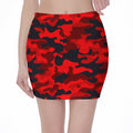 Red And Black Camouflage Print Pencil Mini Skirt