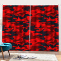 Red And Black Camouflage Print Pencil Pleat Curtains