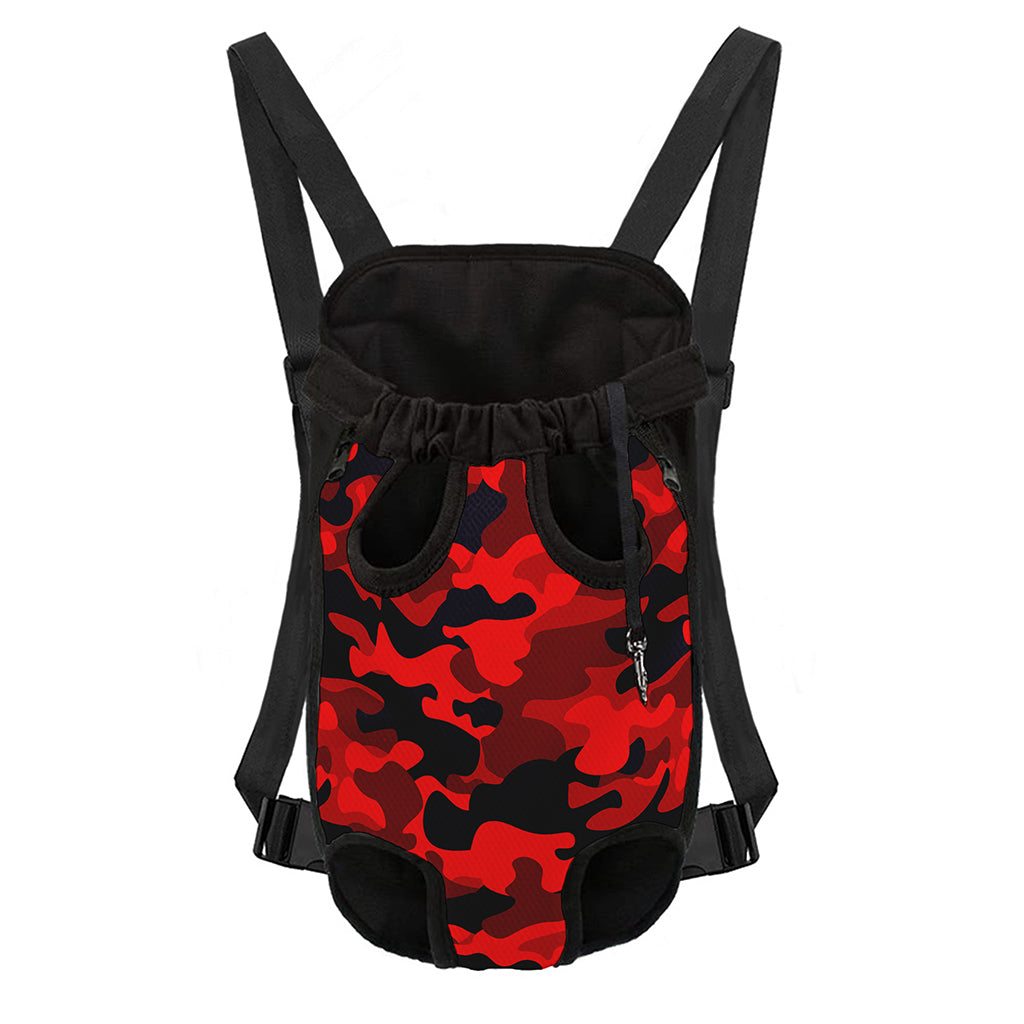 Red And Black Camouflage Print Pet Carrier Backpack