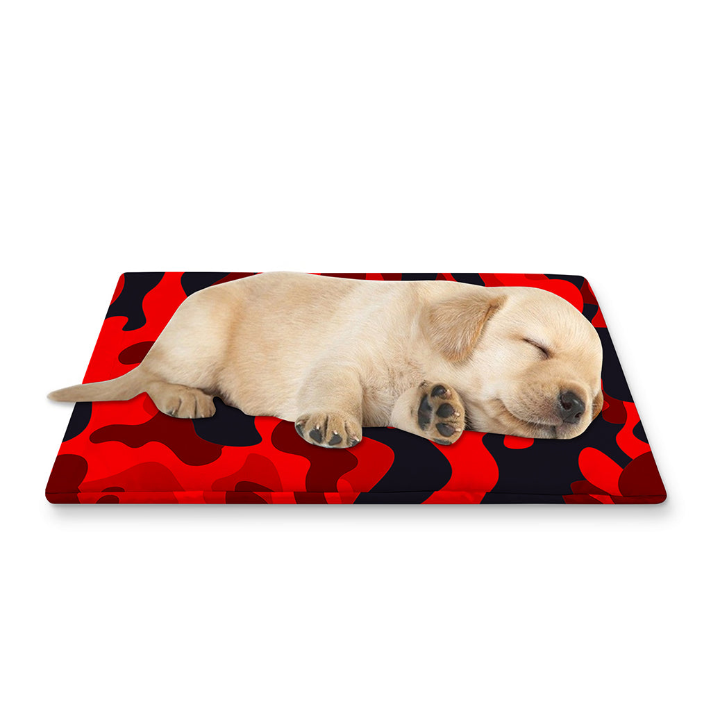 Red And Black Camouflage Print Pet Cooling Mat Cover
