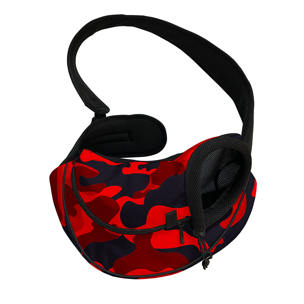 Red And Black Camouflage Print Pet Sling Carrier
