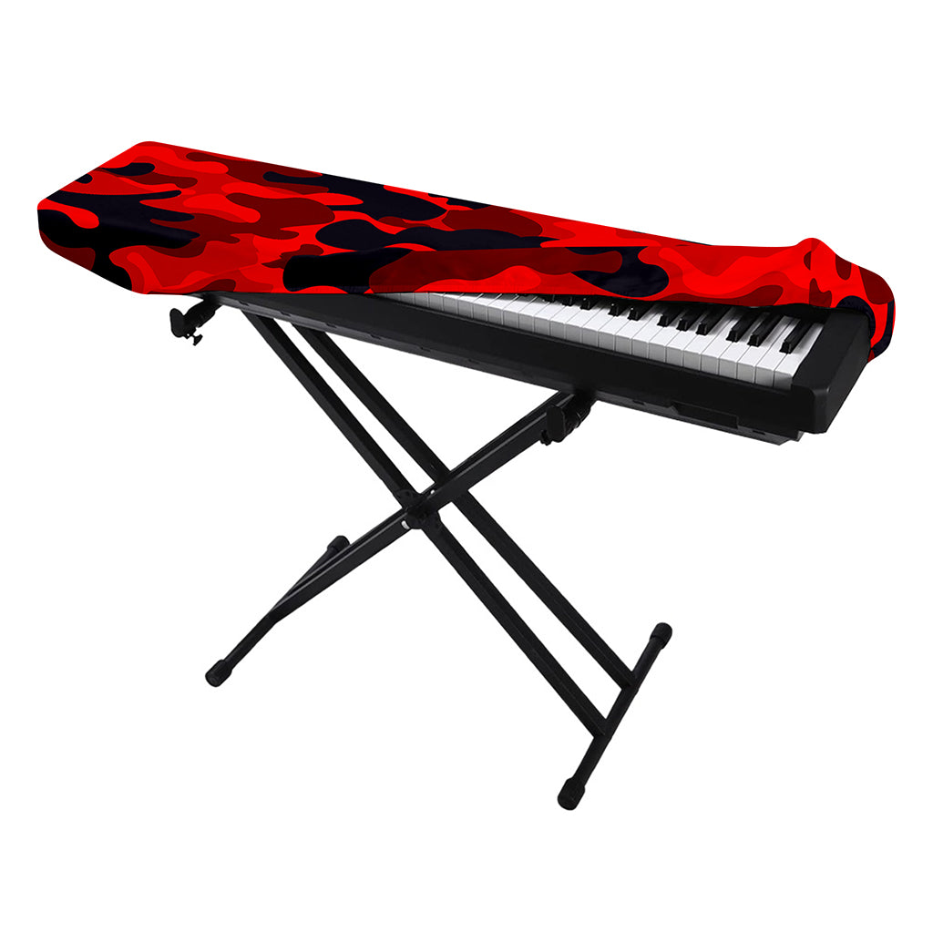 Red And Black Camouflage Print Piano Keyboard Cover