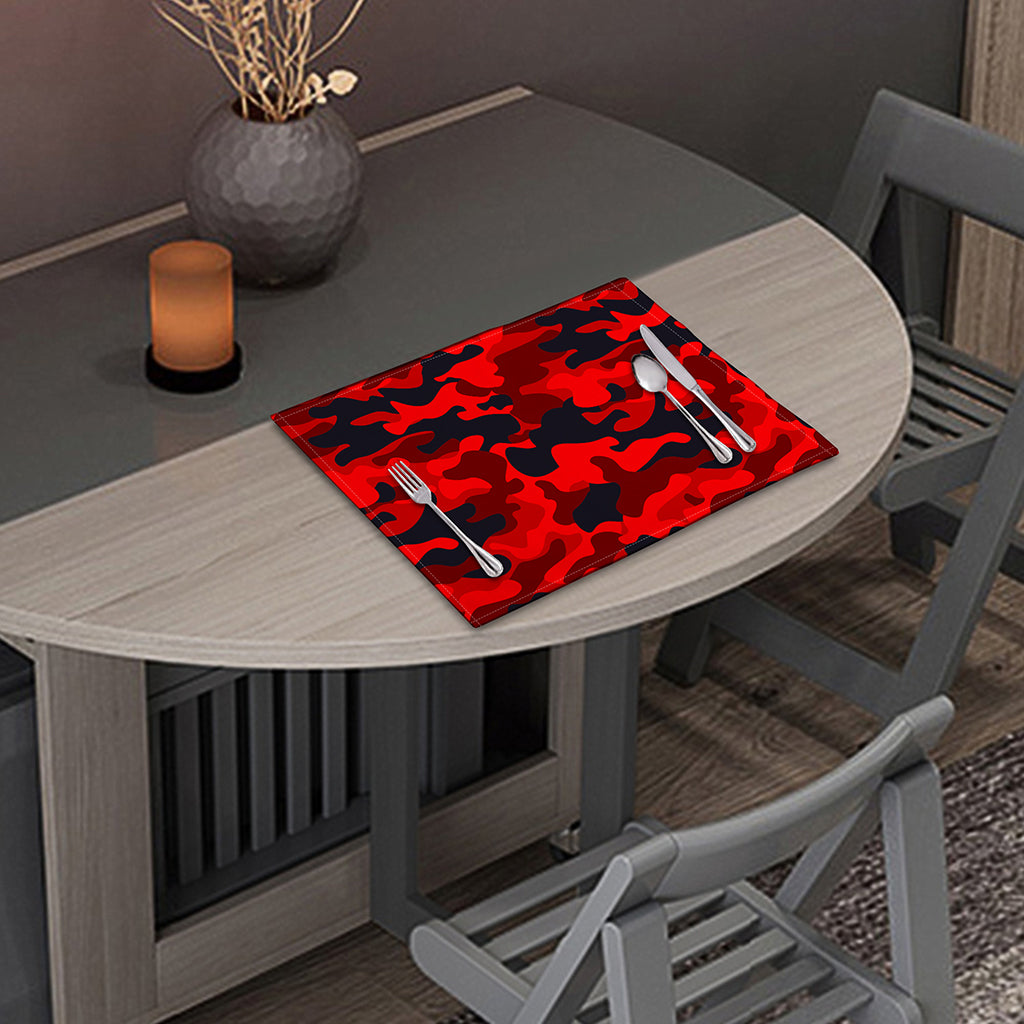 Red And Black Camouflage Print Placemat