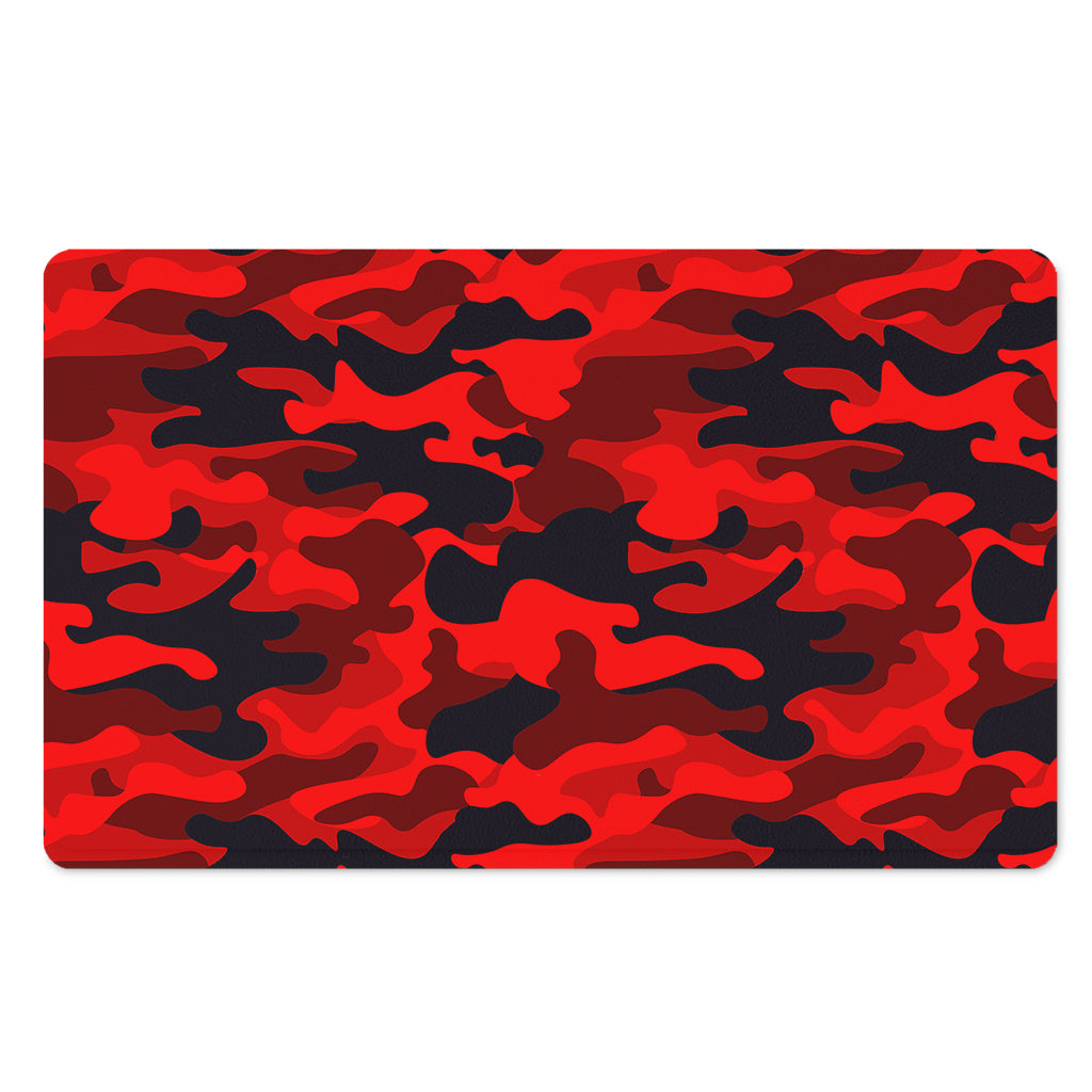 Red And Black Camouflage Print Polyester Doormat