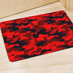 Red And Black Camouflage Print Polyester Doormat