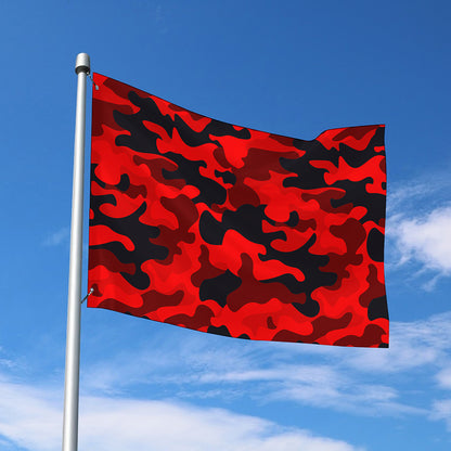 Red And Black Camouflage Print Polyester Flag