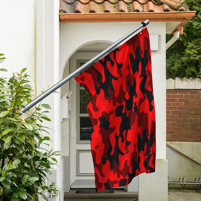 Red And Black Camouflage Print Polyester Flag