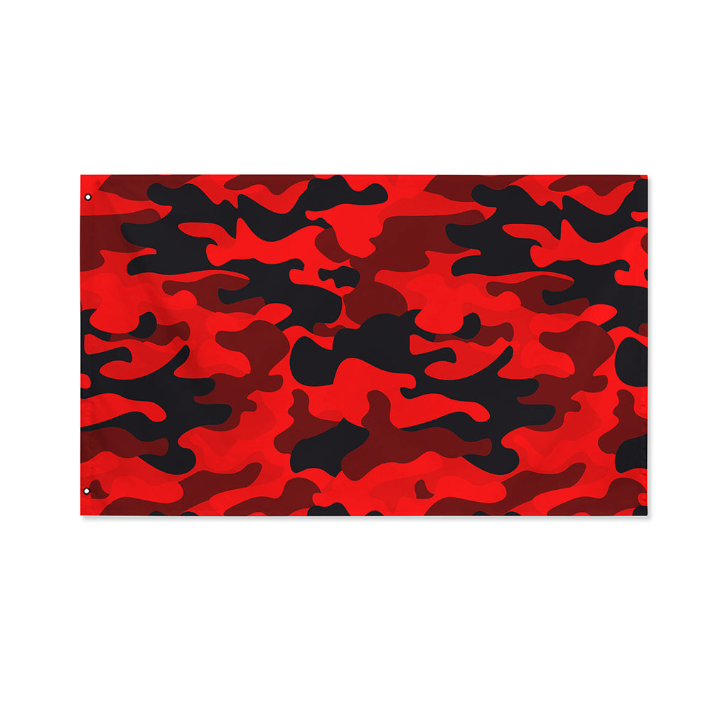 Red And Black Camouflage Print Polyester Flag