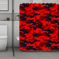 Red And Black Camouflage Print Polyester Shower Curtain