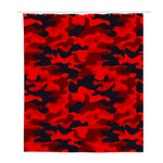 Red And Black Camouflage Print Polyester Shower Curtain