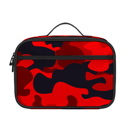 Red And Black Camouflage Print Portable Lunch Bag