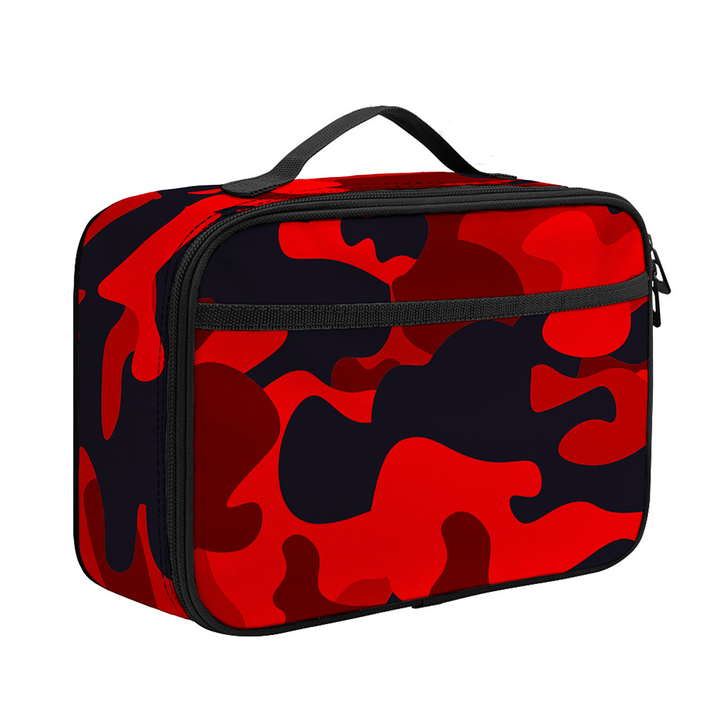 Red And Black Camouflage Print Portable Lunch Bag