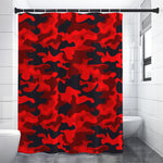 Red And Black Camouflage Print Premium Shower Curtain