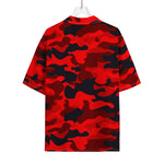 Red And Black Camouflage Print Rayon Hawaiian Shirt