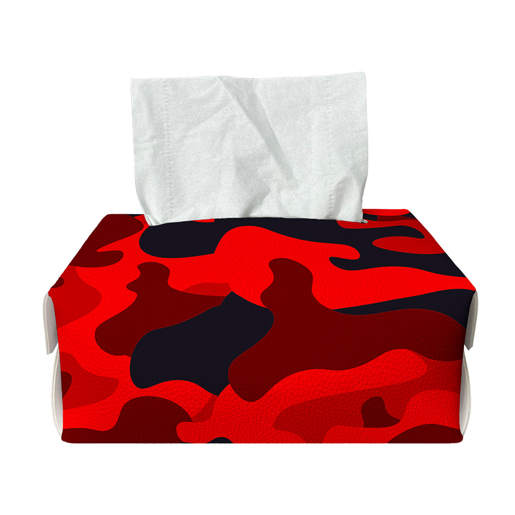 Red And Black Camouflage Print Rectangle Tissue Box Cover