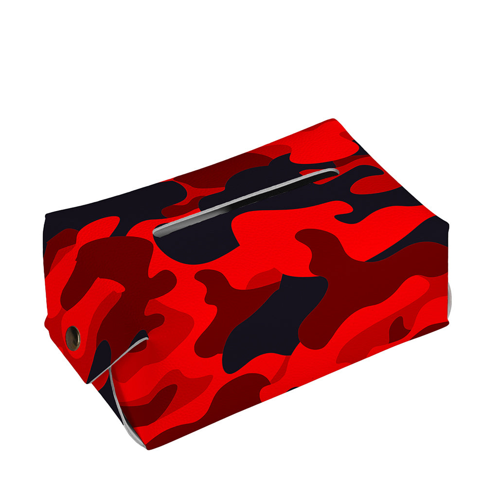 Red And Black Camouflage Print Rectangle Tissue Box Cover