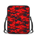 Red And Black Camouflage Print Rectangular Crossbody Bag