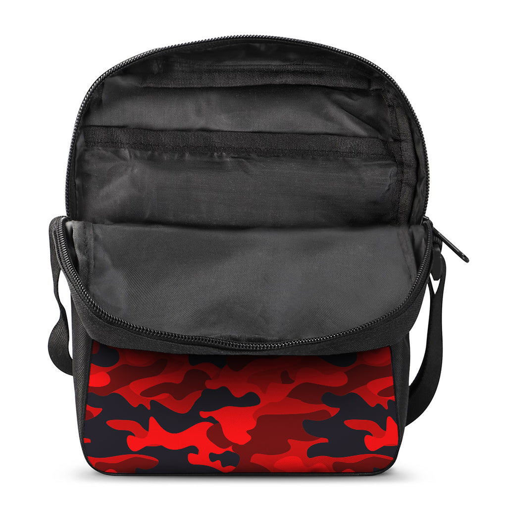 Red And Black Camouflage Print Rectangular Crossbody Bag