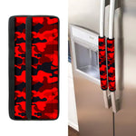 Red And Black Camouflage Print Refrigerator Handle Covers