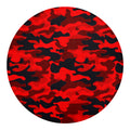 Red And Black Camouflage Print Round Blanket