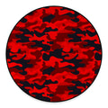 Red And Black Camouflage Print Round Floor Mat