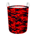 Red And Black Camouflage Print Round Laundry Basket