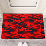Red And Black Camouflage Print Rubber Doormat