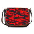 Red And Black Camouflage Print Saddle Bag
