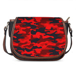 Red And Black Camouflage Print Saddle Bag