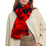 Red And Black Camouflage Print Scarf