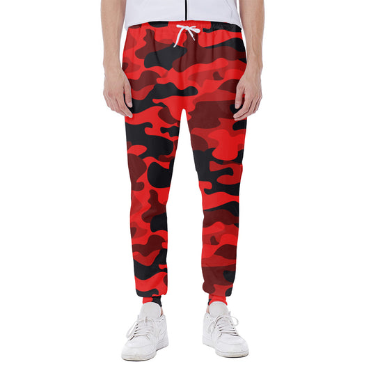 Red And Black Camouflage Print Scuba Joggers