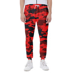Red And Black Camouflage Print Scuba Joggers