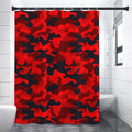 Red And Black Camouflage Print Shower Curtain