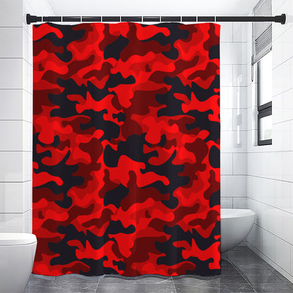 Red And Black Camouflage Print Shower Curtain