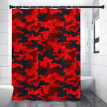 Red And Black Camouflage Print Shower Curtain