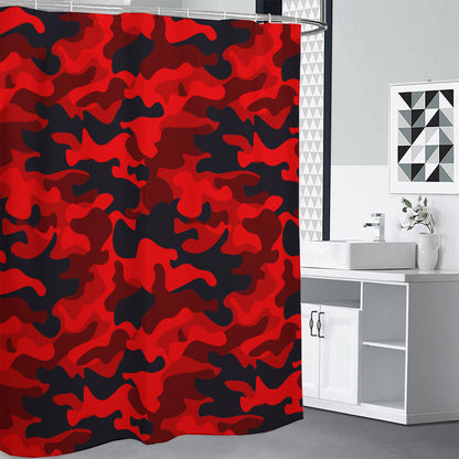 Red And Black Camouflage Print Shower Curtain