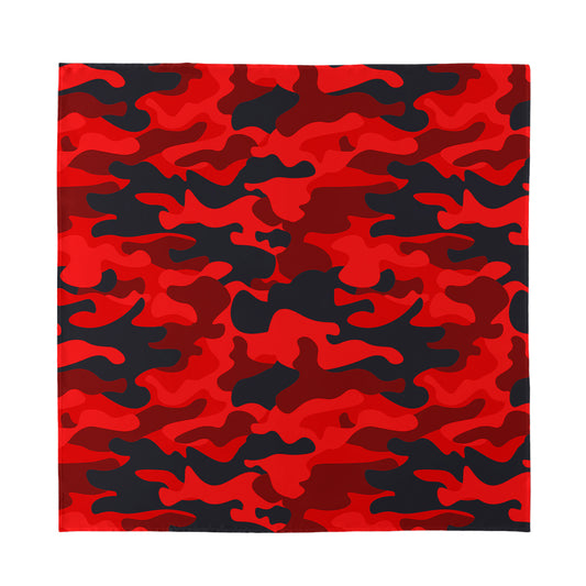 Red And Black Camouflage Print Silk Bandana