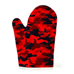 Red And Black Camouflage Print Single Oven Mitt