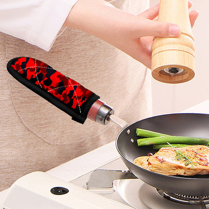 Red And Black Camouflage Print Skillet Handle Cover