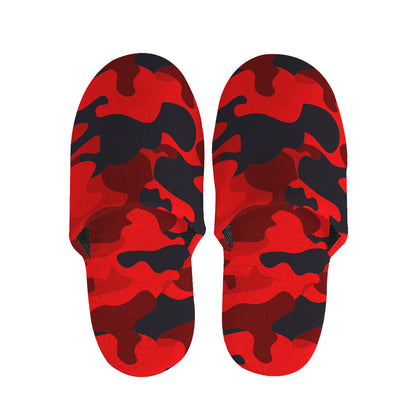 Red And Black Camouflage Print Slippers