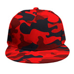 Red And Black Camouflage Print Snapback Cap