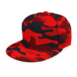 Red And Black Camouflage Print Snapback Cap