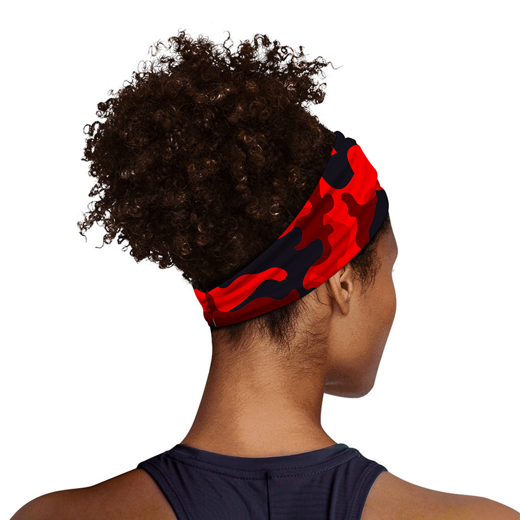Red And Black Camouflage Print Sports Headband