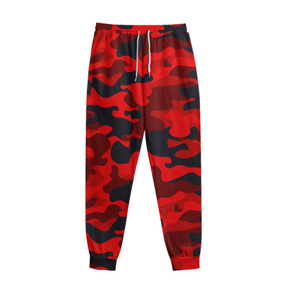 Red And Black Camouflage Print Sweatpants