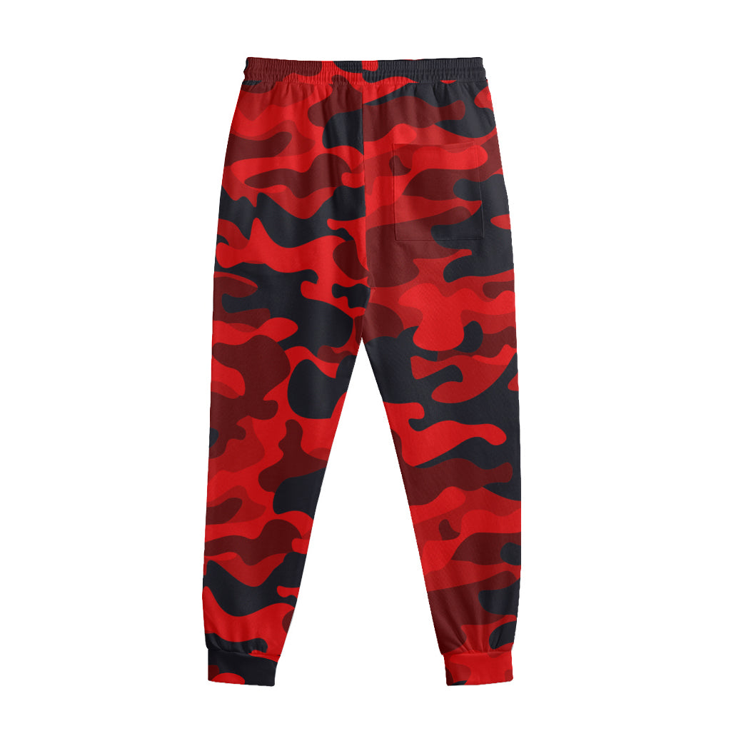 Red And Black Camouflage Print Sweatpants