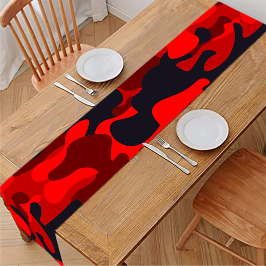 Red And Black Camouflage Print Table Runner