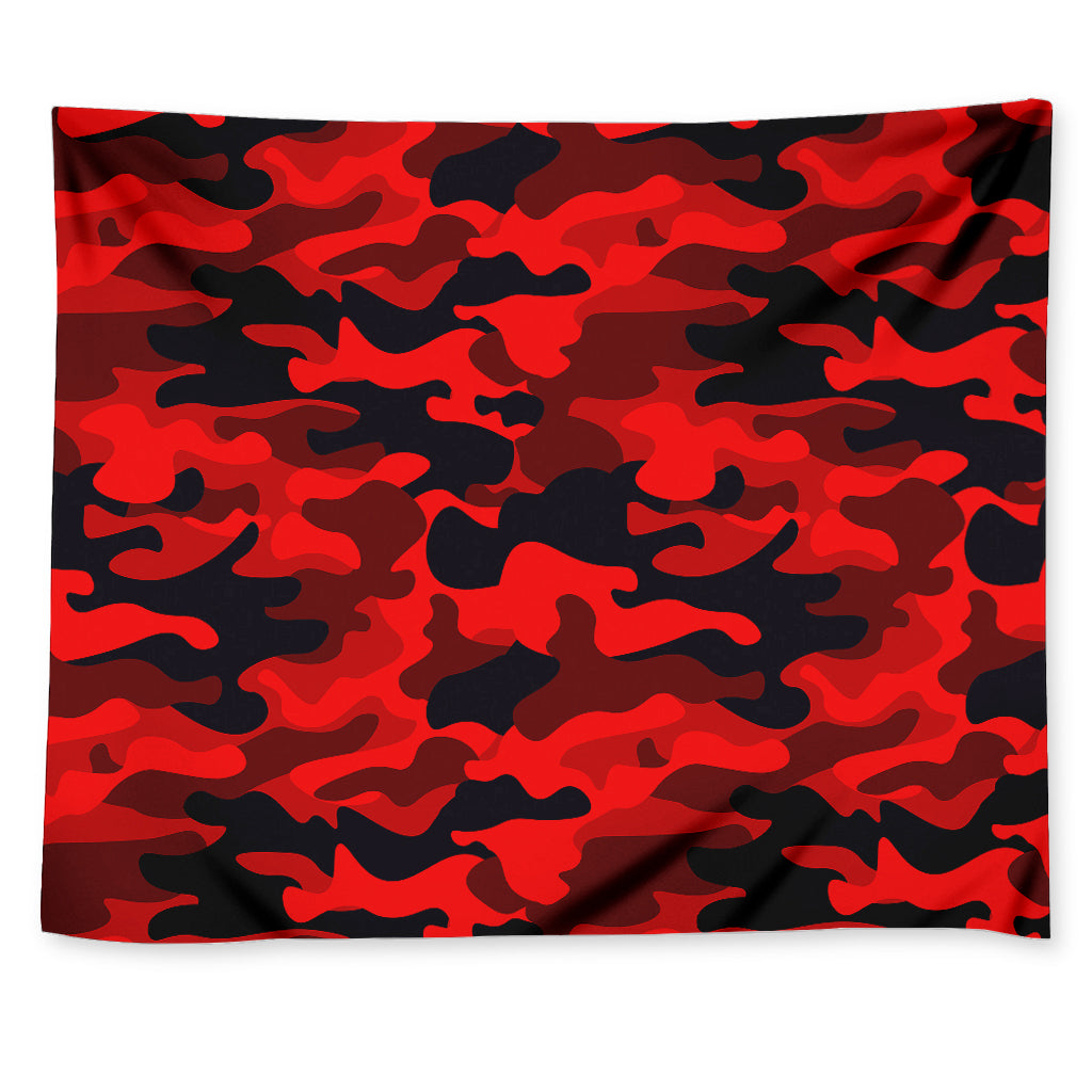 Red And Black Camouflage Print Tapestry