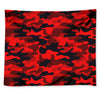 Red And Black Camouflage Print Tapestry