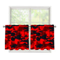 Red And Black Camouflage Print Tier Curtains