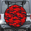 Red And Black Camouflage Print Tire Cover